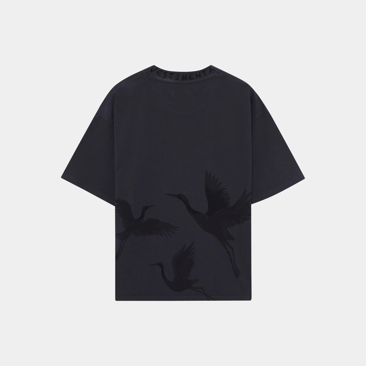 Charcoal Black Oversized Birds T-Shirt